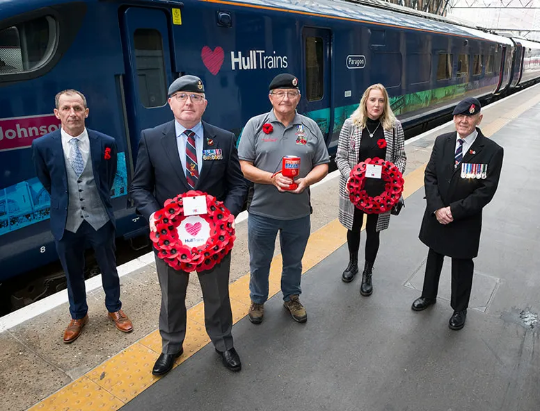 A group of Veterans travelling with Hull Trains for Remembrance Day celebrations