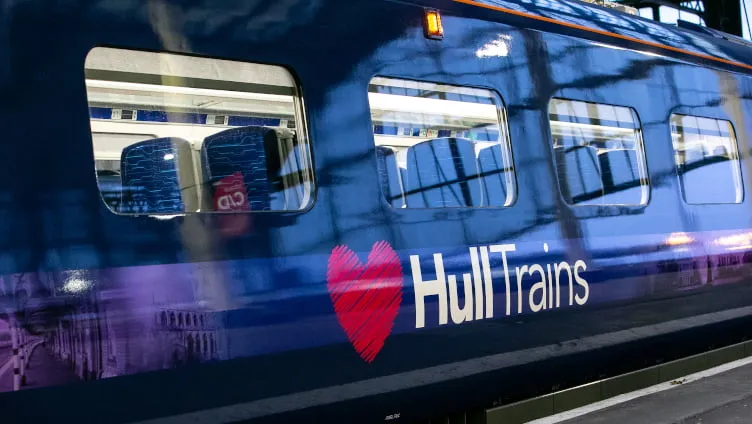 Hull Trains Paragon exterior with logo